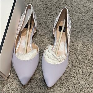 White House Black Market Purple Flats with Pointed Toe and Mesh Detail